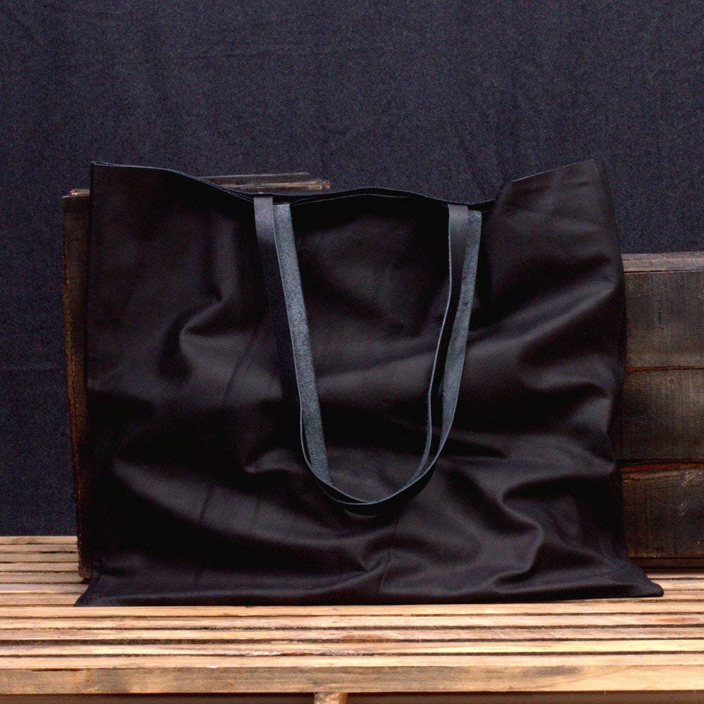 Extra Large Black Leather Tote Soft Leather Tote Bag Leather Etsy