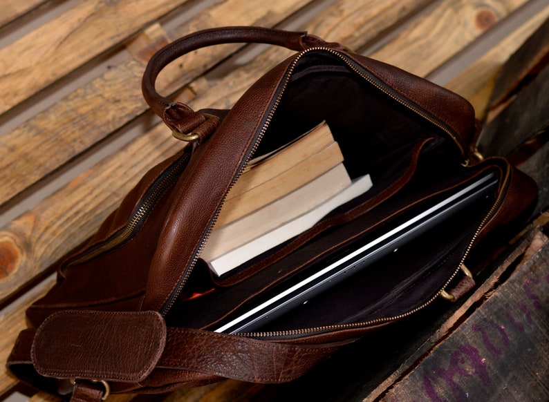 Mens Briefcase Calf Leather 15 Laptop Business Bag Etsy Australia