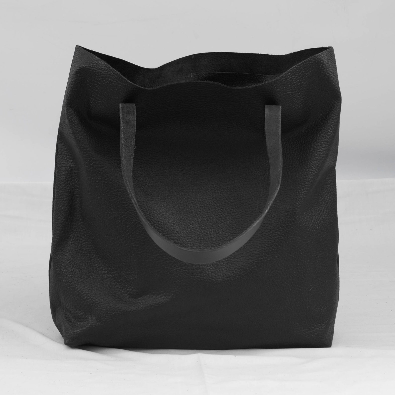 Black Leather Tote Large Personalized Carryall Women Work Etsy