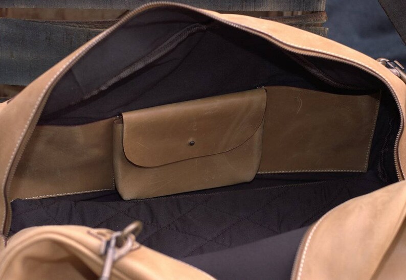 Leather Weekender Bag Men Leather Duffel Bag With Laptop Etsy