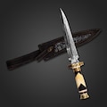 Handmade Damascus Dagger Knife 13.5", a versatile dagger hunting knife that comes with a leather sheath. Ideal as a distinctive gift for him product logo
