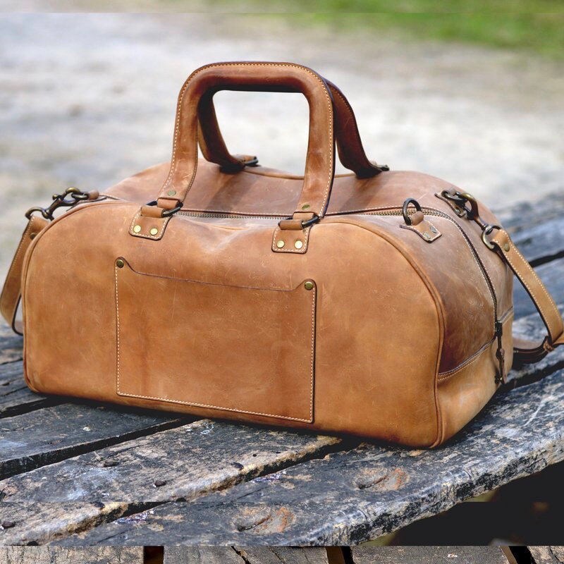 Men Leather Holdall Travel Gym Duffle Sports Handbag Cabin Weekend Duffel Bag UK 