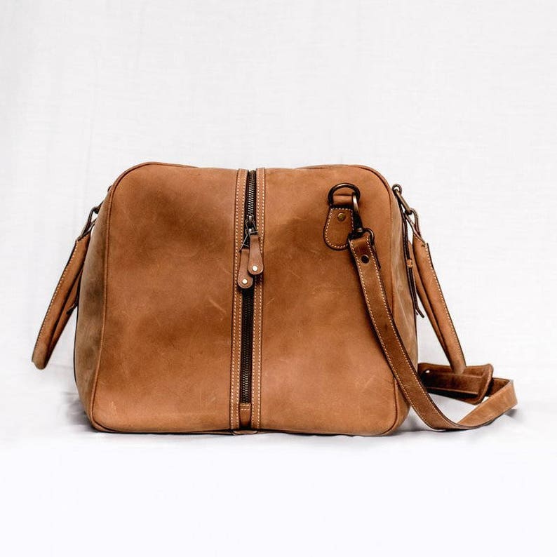 Large Leather Duffel Bag Vintage Carry on Weekender Hipster Etsy