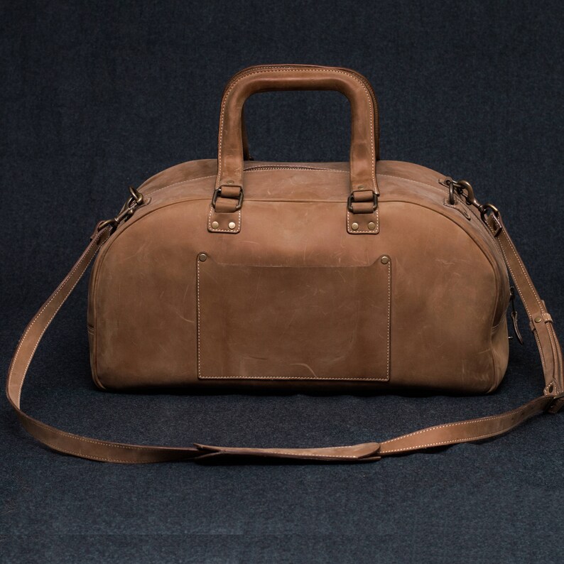 Leather Duffel Bag With Laptop Compartment Vintage Cowhide Etsy
