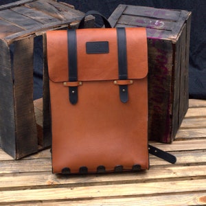 Vintage Brown Leather Backpack Laptop Backpack Travel Rucksack Minimalist Backpack Vegetable Tanned MacBook Bag, Gift for Him, Husband, Dad