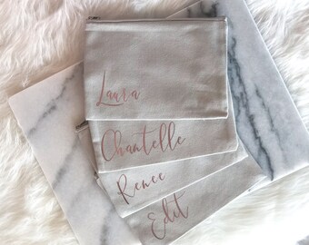 Personalized Zipper Pouch - Bridesmaid Personalized Cosmetic Bag - Bridesmaid Makeup Bag - Personalized Makeup Bags - Bridesmaid Pouch -C004