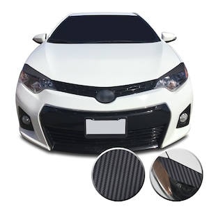 Headlight Eyelid Accent Vinyl Decal Overlay Wrap Trim Compatible with and Fits Toyota Corolla 2014-2016 - 3D Carbon Fiber