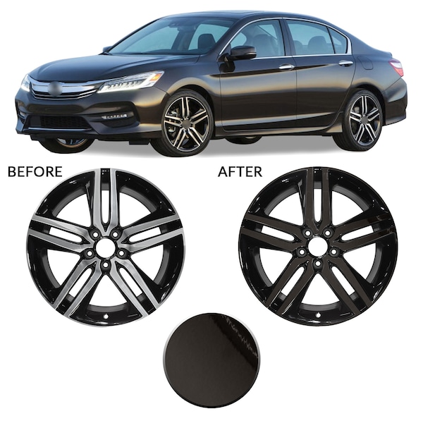 Wheel Rim Chrome Delete Blackout Kit Overlay Vinyl Decal Sticker Compatible with and Fits Honda Accord Sport 2016 2017 - Black