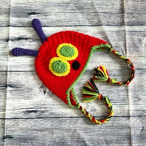 Crochet Caterpillar Hat, Baby Hat, Caterpillar Hat, Very Hungry Caterpillar, Newborn Photo Prop, Crochet Baby Bonnet, Baby Animal Bonnet
