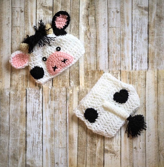 Baby Cow Outfit Crochet Cow Set Baby Cow Hat Farm Animal Hat