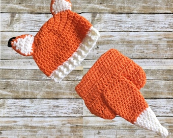 Newborn Halloween Costume, Baby Fox Outfit, Crochet Fox Set, Fox Hat, Baby Animal Hat, Newborn Photo Prop, Character Hat, Newborn Outfit