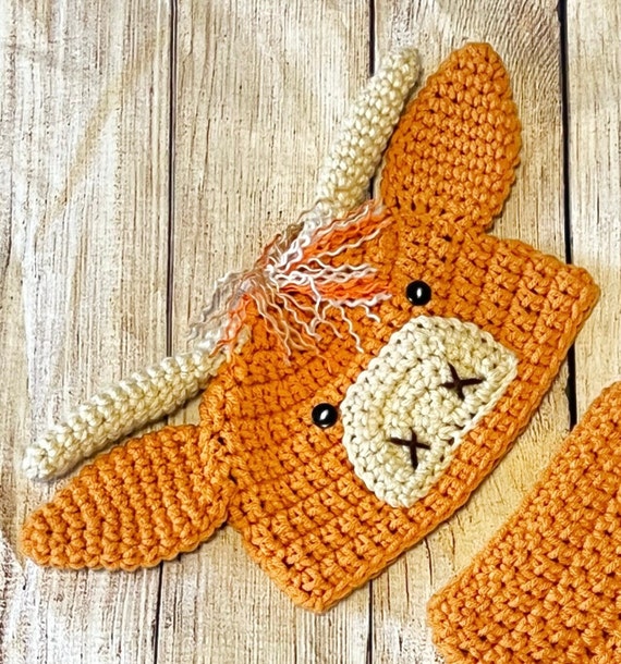 Baby Highland Cow Hat, Crochet Cow Hat, Highland Cow Hat, Highland Cow Hat, Crochet Baby Bonnet, Newborn Photo Prop, Highland Cow