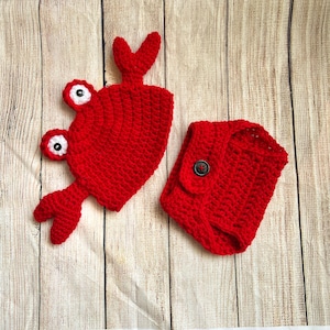 Baby Lobster Outfit, Crochet Crab Set, Lobster Hat, Crab Hat, Crochet Baby Outfit, Newborn Photo Prop, Newborn Halloween Costume