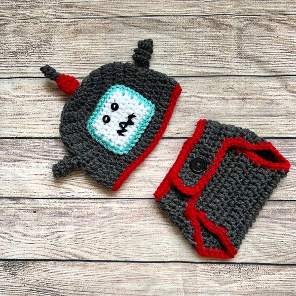 Crochet Robot Outfit, Baby Hat, Robot Hat, Geeky Nursery Decor, Newborn Photo Prop, Geeky Baby Shower, Baby Animal Outfit, Nerdy Baby Hat