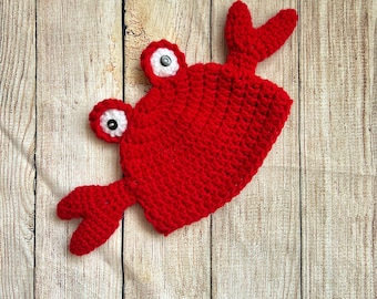 Baby Lobster Hat, Crochet Crab Hat, Lobster Hat, Crab Hat, Crochet Baby Bonnet, Newborn Photo Prop, Newborn Halloween Costume, Baby