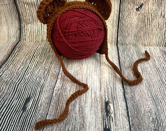 Crochet Bear Costume, Baby Hat, Bear Hat, Baby Bear Hat, Newborn Photo Prop, Baby Knit Outfit, Halloween Costume, Baby Bear Bonnet, Baby