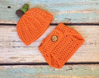 Newborn Halloween Costume, Pumpkin Newborn Set, Newborn Outfit, Newborn Photo Outfit, Newborn Set, Newborn Crochet, Baby Pumpkin Hat, Baby