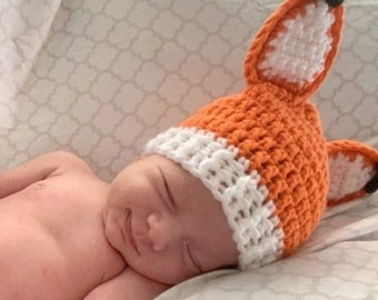 Newborn Halloween Costume, Baby Fox Outfit, Crochet Fox Set, Fox Hat, Baby Animal Hat, Newborn Photo Prop, Character Hat, Newborn Hat, Fox