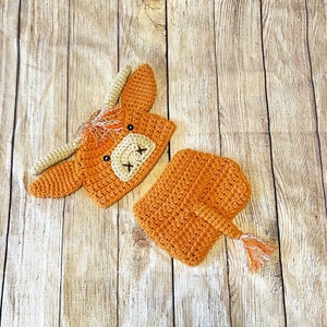 Baby Highland Cow Outfit, Crochet Cow Set, Highland Cow Hat, Cow Hat, Crochet Baby Outfit, Newborn Photo Prop, Newborn Halloween Costume