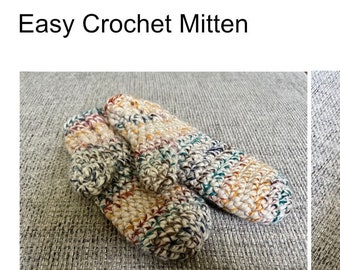 Easy Crochet Bulky Mitten PDF Pattern