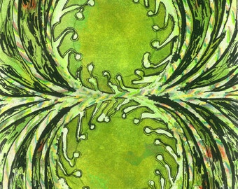 Abstract Art Green Interior Decor Artwork "Mitosis" Painters Prints Contemporary Art Unique Gifts Birthday Gifts Abstract Watercolor Art