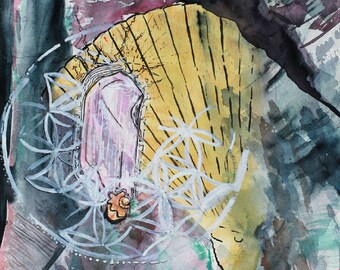 Watercolor Artwork "Kunzite Still Life" Original Painting Paintings for Sale Abstract Art Famous Artist Contemporary Art Gifts