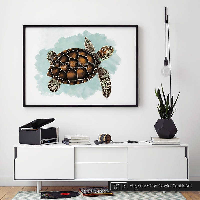 Sea Turtle Print Animal Print Large Wall Art Living Room | Etsy