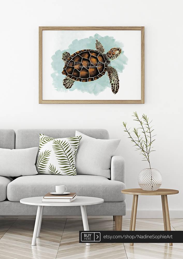 Sea Turtle Print Animal Print Large Wall Art Living Room | Etsy