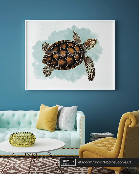 Sea Turtle Print Animal Print Large Wall Art Living Room | Etsy