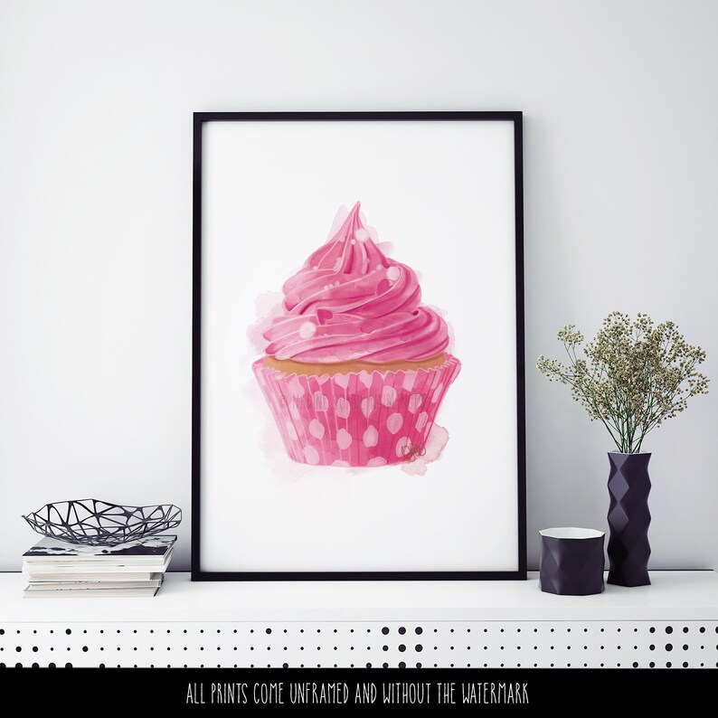 Cupcake Print Living Room Wall Art Cupcake Painting Kitchen Etsy