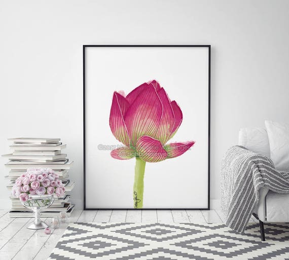 Lotus Print Kwiat Wall Art Kwiat Lotosu Joga Print Lotus Etsy