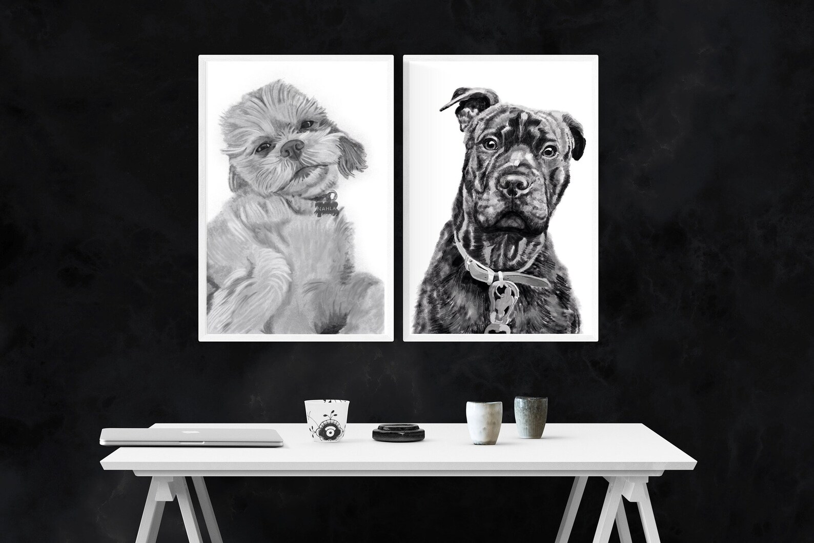 Custom Dog Portrait Custom Pet Portrait Custom Dog Painting Etsy