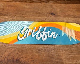 Custom, hand painted decorative skate deck