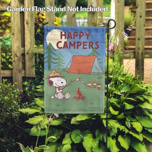 PEANUTS®, PEANUTS® Happy Camper S'mores – Garden Flag 12.5" x 18", House Flag 28" x 40", Officially Licensed PEANUTS®, Camping