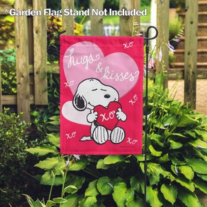 PEANUTS®, PEANUTS® Hugs and Kisses Snoopy – Garden Flag 12.5" x 18", House Flag 28" x 40", Officially Licensed PEANUTS®, Valentine's Day