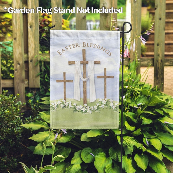 Easter, Easter Blessing Crosses – Garden Flag 12.5" x 18", House Flag 28" x 40", Outdoor Flag, Exclusive Premium Fabric, Spring