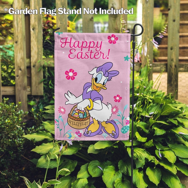 Disney, Daisy Duck Easter – Garden Flag 12.5" x 18", House Flag 28" x40", Outdoor Flag, Exclusive Fabric, Officially Licensed Disney, Easter