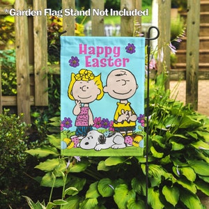 PEANUTS® Happy Easter Snoopy & Friends–Garden Flag 12.5" x 18", House Flag 28" x 40", Outdoor Flag, Premium Fabric, Licensed Peanuts, Easter