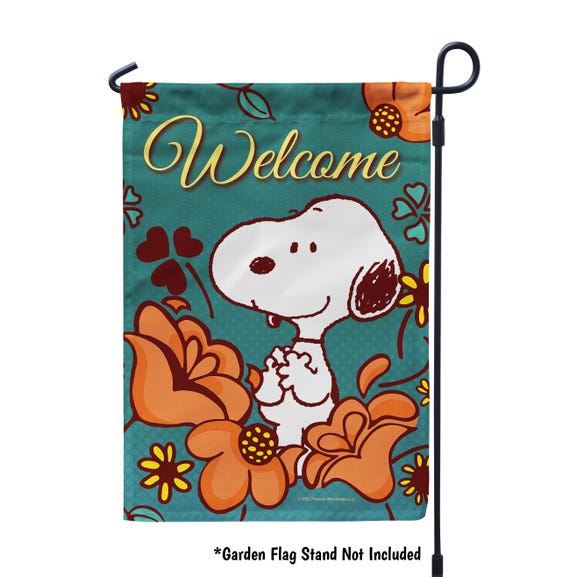Peanuts Floral Snoopy Garden Flag, Peanuts Spring Yard Flag, Fall