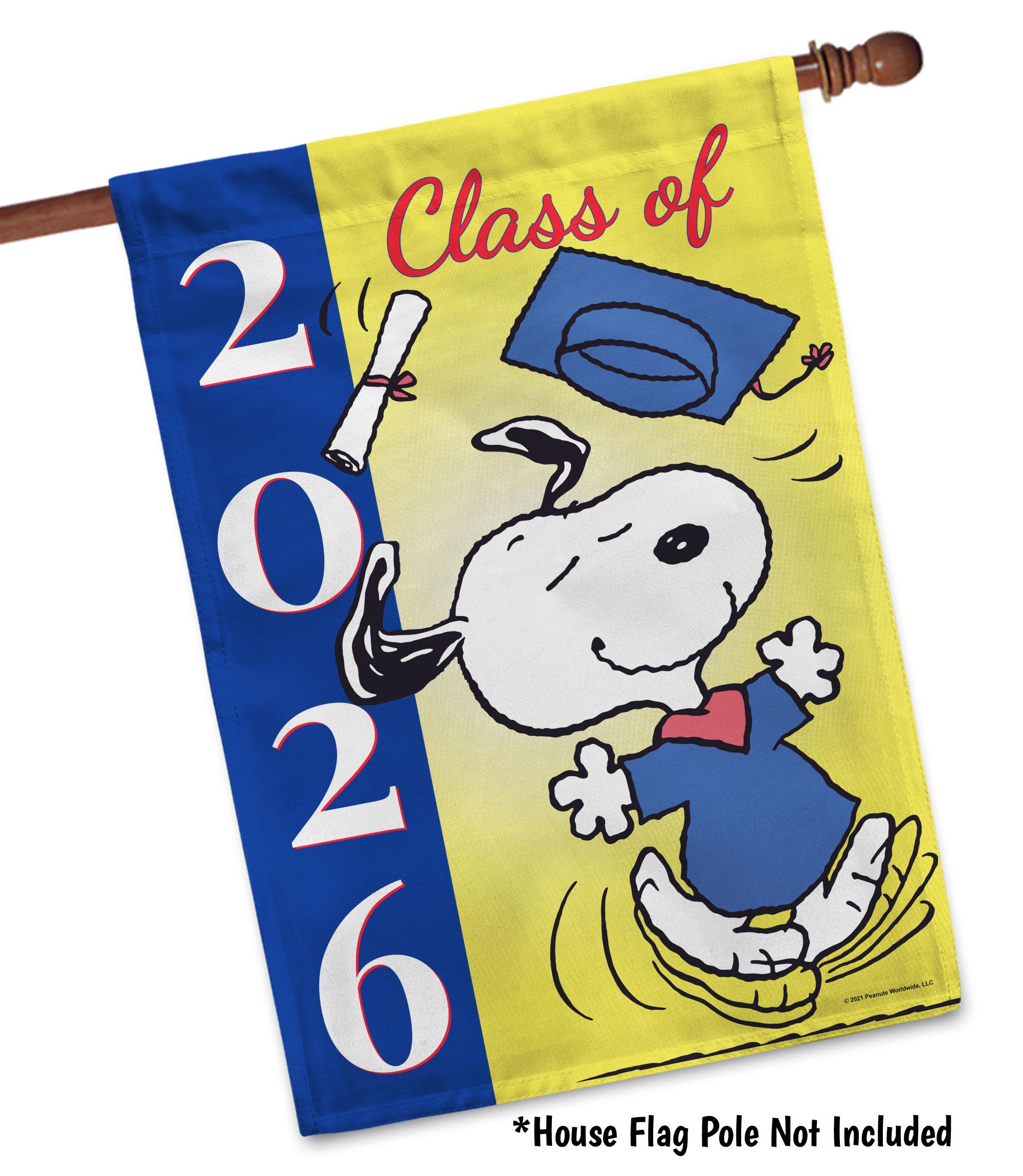 Snoopy Graduation Garden Flag or House Flag, Peanuts Outdoor Graduation ...