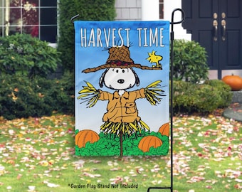 PEANUTS® Harvest Time Scarecrow Snoopy Garden or House Flag