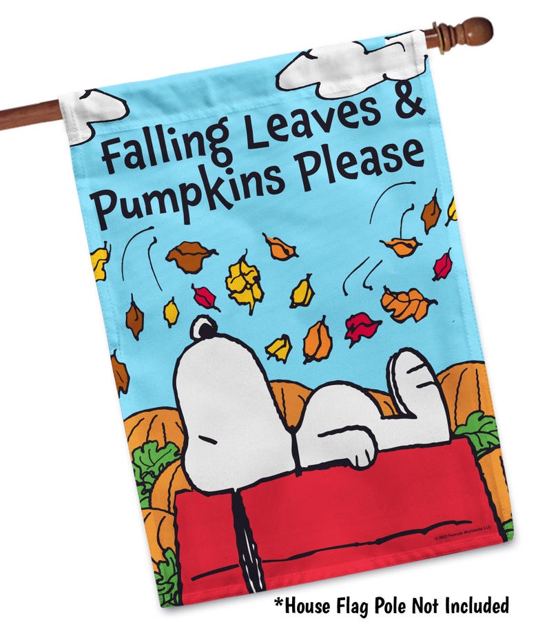 Snoopy Falling Leaves Garden Flag Peanuts Fall House Flag Outdoor ...