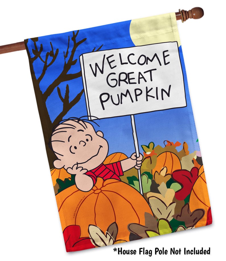 Peanuts Great Pumpkin Linus Garden Flag, Halloween Peanuts Outdoor ...