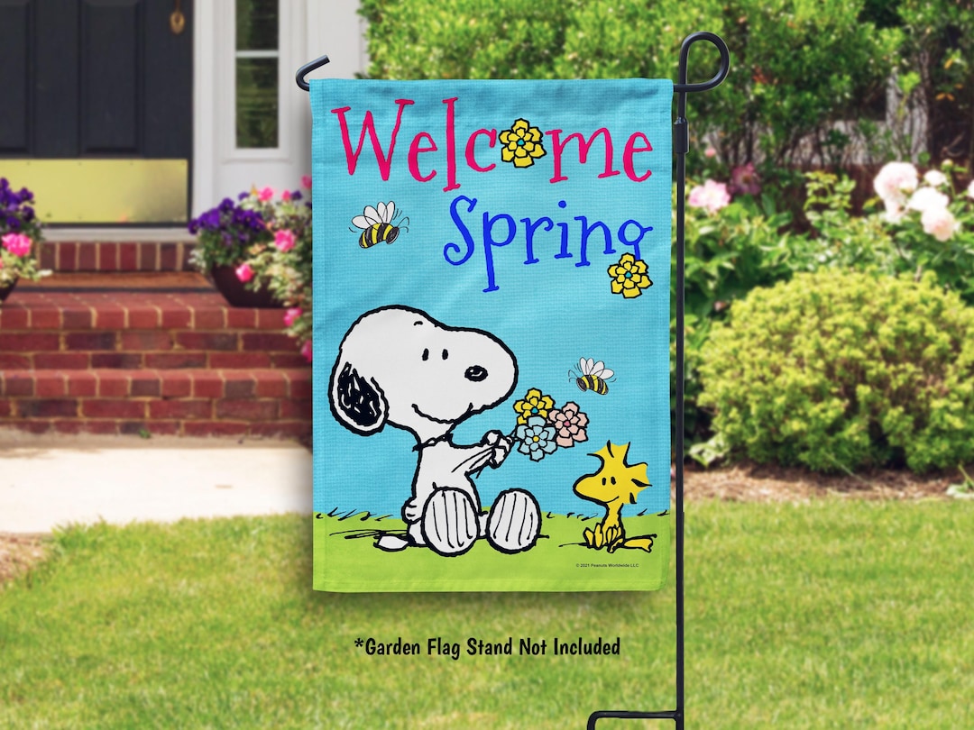 PEANUTS® Snoopy & Woodstock Welcome Spring Garden Flag or House Flag - Etsy