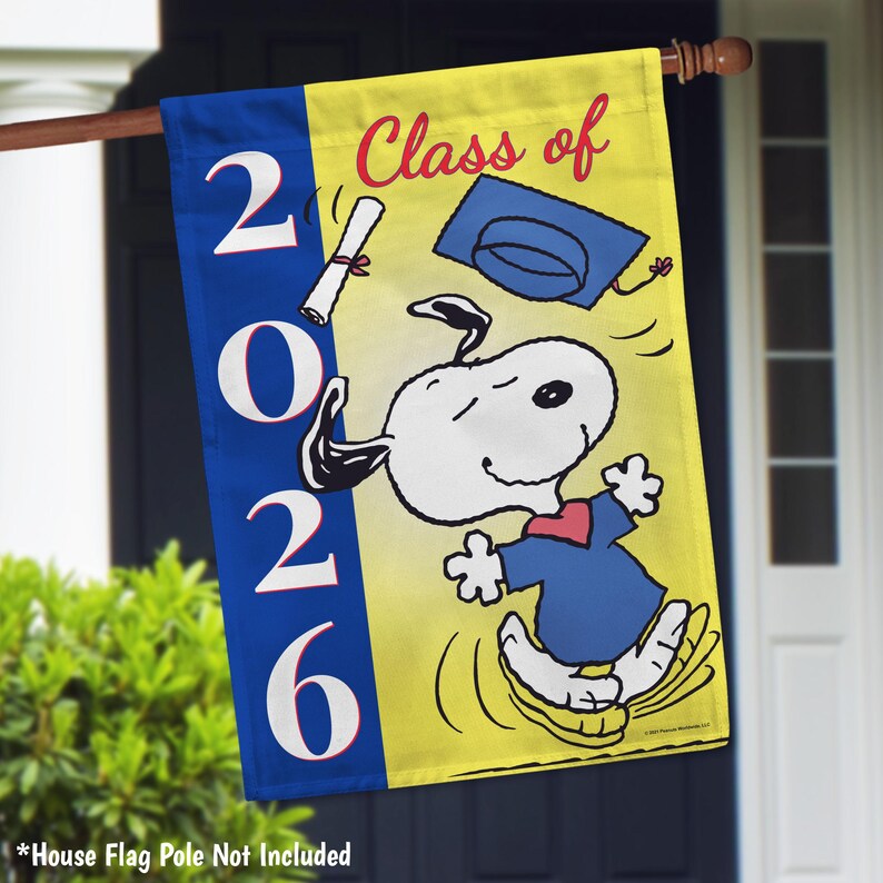 PEANUTS® Snoopy Graduating Class - Garden or House Flag - Class of 2026 ...