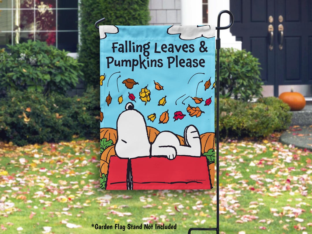 Snoopy Falling Leaves Garden Flag Peanuts Fall House Flag Outdoor ...