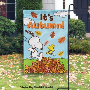 Peanuts Snoopy Fall Flag Snoopy and Woodstock Autumn Garden Flag House Flags Decoration Fall Outdoor Decor Snoopy Gift for Peanuts Lover