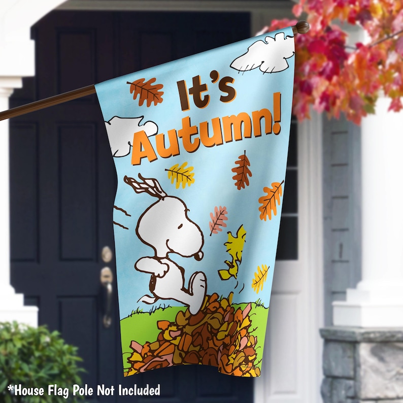 Peanuts Snoopy Fall Flag Snoopy and Woodstock Autumn Garden Flag House ...