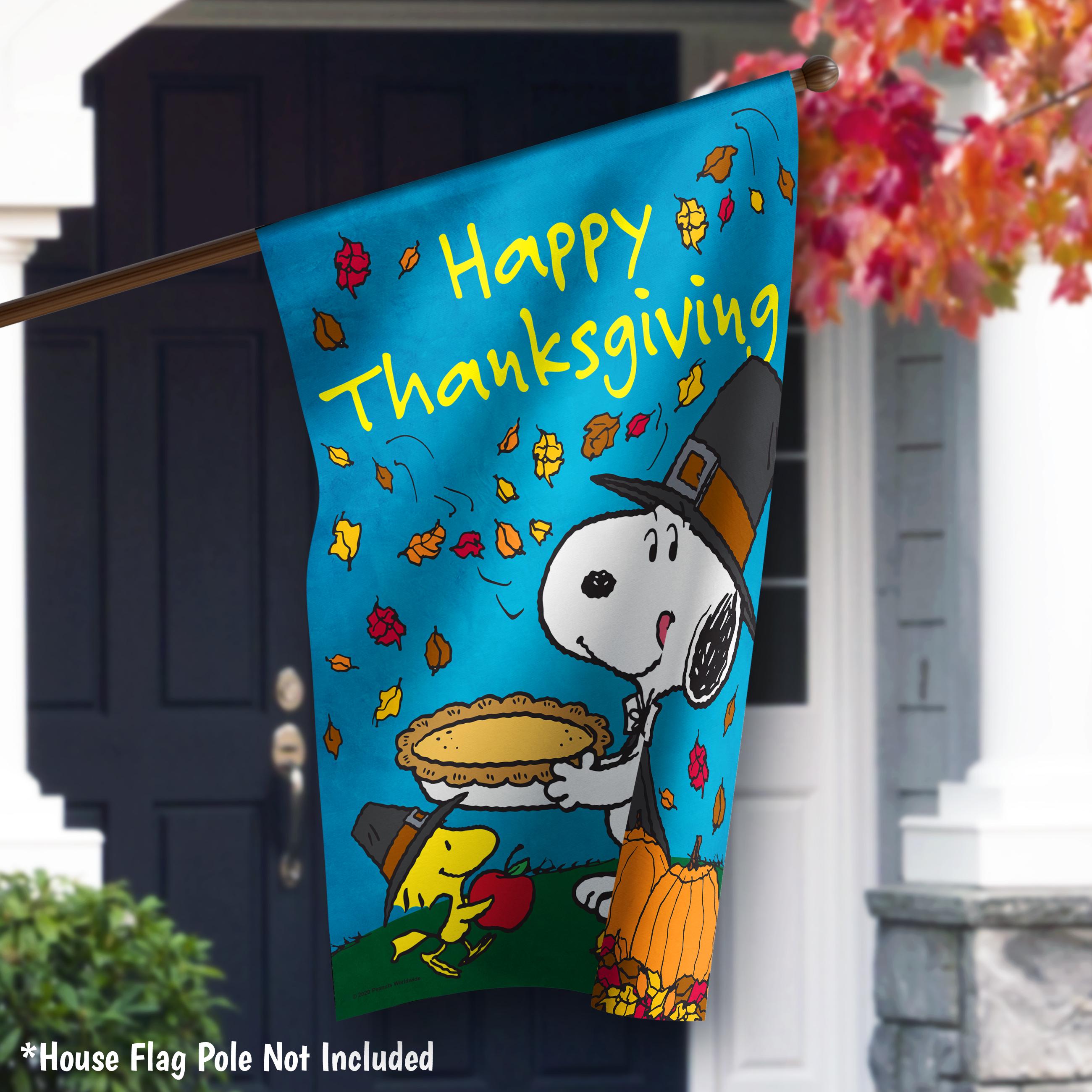 PEANUTS® Happy Thanksgiving Snoopy Garden Flag, Peanuts Fall House Flag ...
