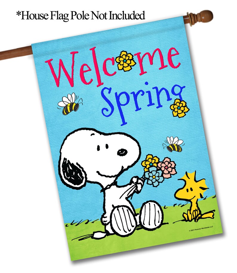 PEANUTS® Snoopy & Woodstock Welcome Spring Garden Flag or House Flag - Etsy